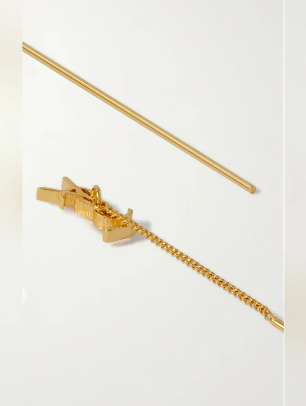 Saint Laurent Gold YSL Logo Drop Earrings - Picture 3 of 8